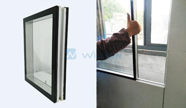 Cleanroom Window fixed in Handmade Sandwich Panel