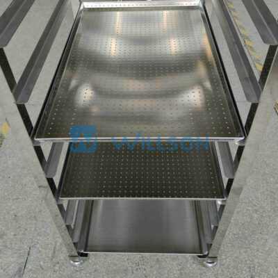 cannabis drying cart with stainless steel trays